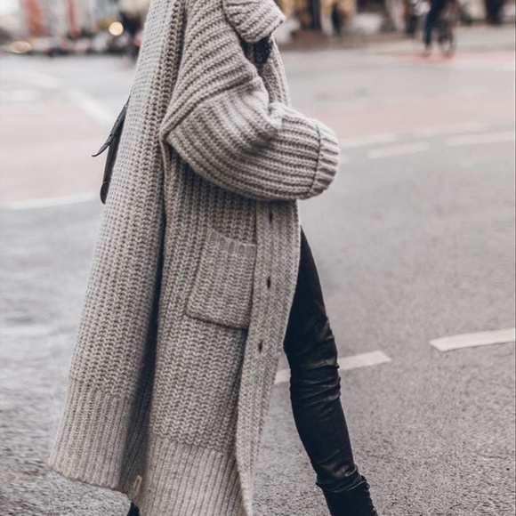 (NWT) Dramatic Collar Knitted Long Maxi Cardigan - Picture 2 of 10